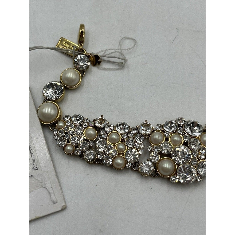 Kate Spade‎ NY Gold Plated Crystals White Faux Pearls Pick a Pearl Bracelet New - Picture 15 of 16